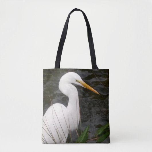 Tote Bag Snowy Egret Portrait Design Tasche (Vorderseite)