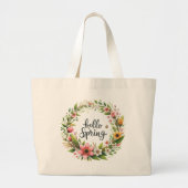 Tote Bag-Spring Floral Wreath Tote Bag Jumbo Stoffbeutel (Vorne)