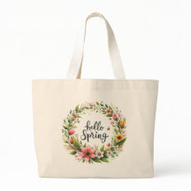 Tote Bag-Spring Floral Wreath Tote Bag