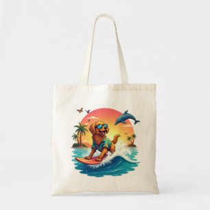 Tote Bag 🐶 Surf Dog Tropischer Abenteuerstil Tragetasche