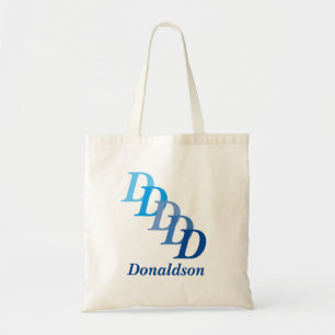 Tote Bag - Surname and Letters in Blue Tragetasche