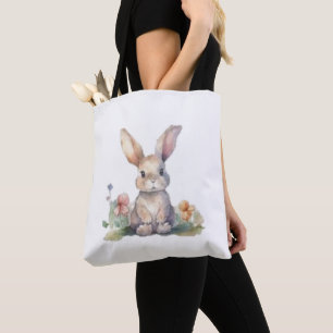 Tote Bag, Süße Blumen-Hase Tasche