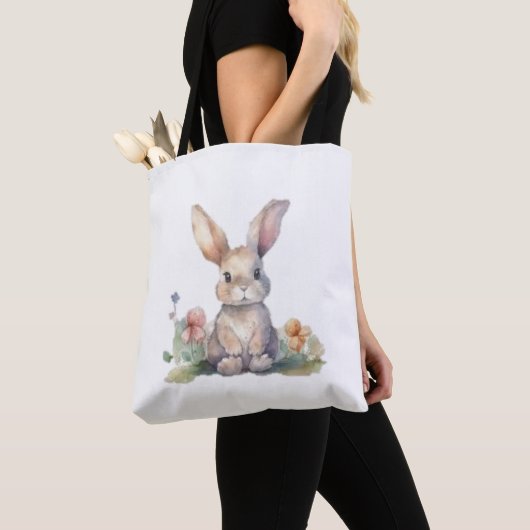 Tote Bag, Süße Blumen-Hase Tasche (Von Nahem)