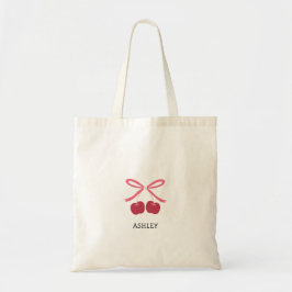 Tote Bag | Süße Kirschschleife Süße Illustration Tragetasche