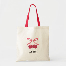 Tote Bag | Süße Kirschschleife Süße Illustration Tragetasche