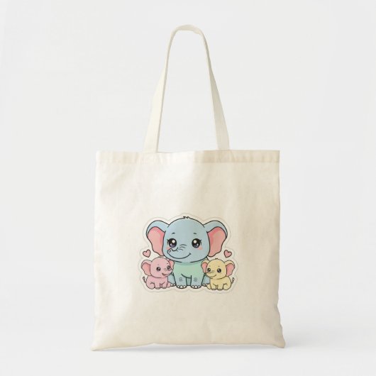 Tote Bag Süßer Elefant Mutter & Kinder Tragetasche (Vorne)
