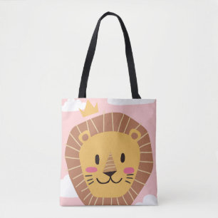 Tote Bag Süßer Löwe Krone Rosa Wolken Safari Tasche