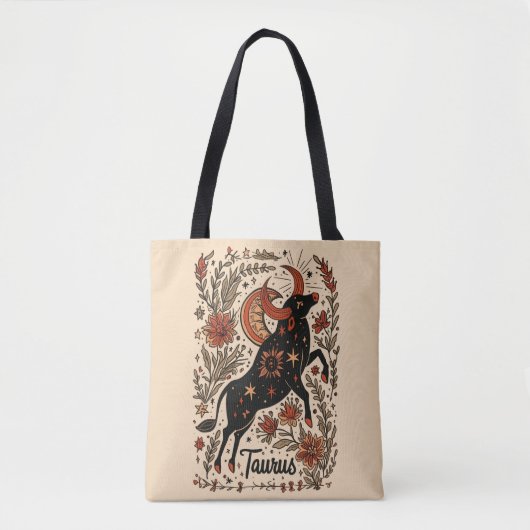 Tote Bag Taurus Celestial Zodiac Art Tasche (Vorderseite)