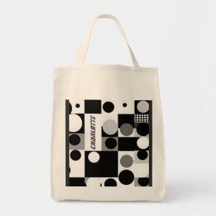Tote Bag Throw Kissen Bauhaus 60er Schwarz-weiße B Tragetasche