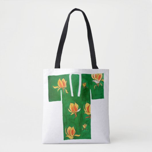 Tote bag with green and yellow nagajuban design tasche (Vorderseite)