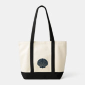Tote bag with navy scallop shelled design tragetasche (Rückseite)