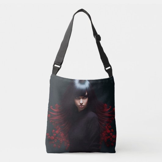 Tote Baggirl Black Hair Tragetaschen Mit Langen Trägern (Vorderseite)