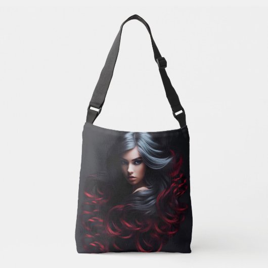 Tote Baggirl Black Hair Tragetaschen Mit Langen Trägern (Vorderseite)