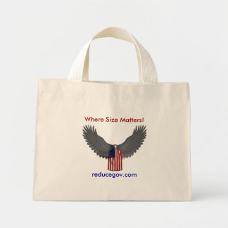 Tote Beutel auf weiß, wo Größe zählt!, Mini Stoffbeutel