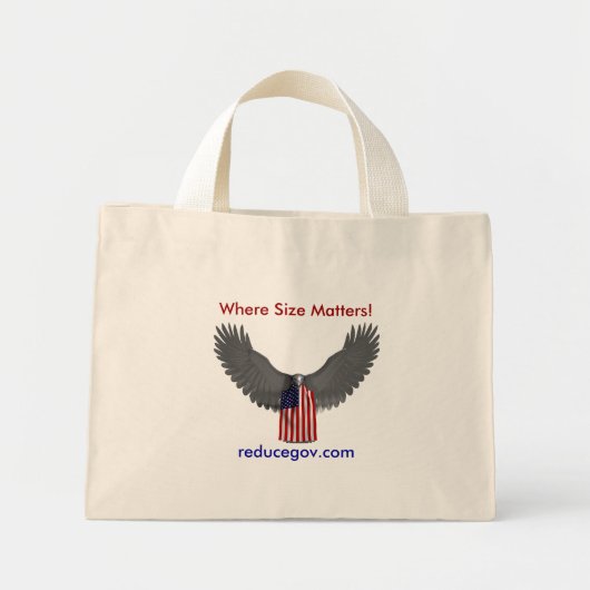 Tote Beutel auf weiß, wo Größe zählt!, Mini Stoffbeutel (Vorne)