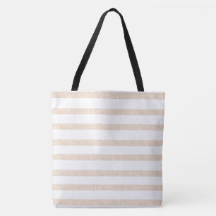 Tote Beutel Beige & White Streifen Tasche