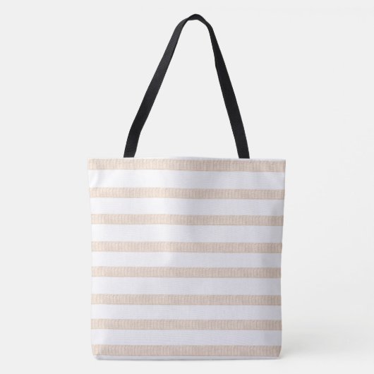 Tote Beutel Beige & White Streifen Tasche (Vorderseite)