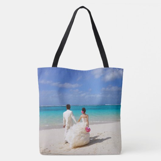 Tote Beutel Geschenk Bag Bride Groom Beach Hochzei Tasche (Rückseite)