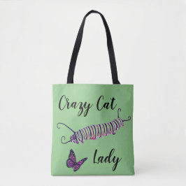Tote Beutel Katze Lady Grün Hintergrund Tasche