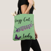 Tote Beutel Katze Lady Grün Hintergrund Tasche (Von Nahem)