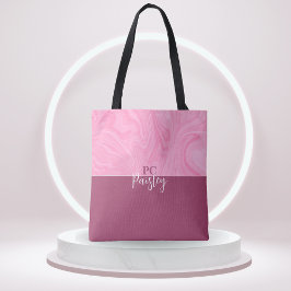 Tote Beutel - Monogramm rosa Marmor Zwei Tone Tasche