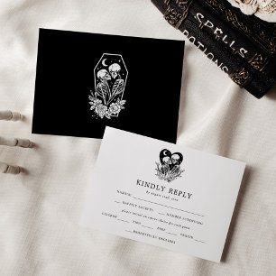 Tote bis zum Tod Skelette & Rosen Hochzeits-Antwor Einladung