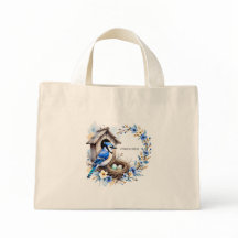 Tote Blaue Häher auf Nistkasten – Florale Illustra
