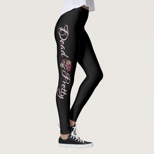 Tote Blumen-Schädel-Leggings Leggings (Rechts)