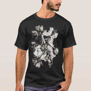Tote Blumenmaschine Dunkle Botanische Collage T-Shirt