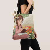 Tote bolsa Menina escrevendo em um campo de flores Tasche (Von Nahem)