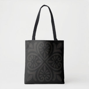 Tote Eleganz Schwarz-auf-Schwarz gothische Blumen- Tasche