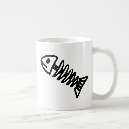 Tote Fisch-Skeleton Schädel entbeint Fossil Kaffeetasse (Rechts)