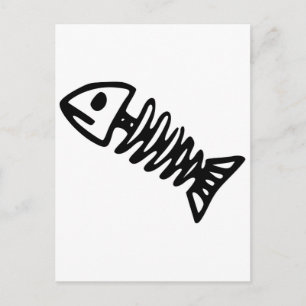 Tote Fische Skelett Schädelknochen Fossil Postkarte