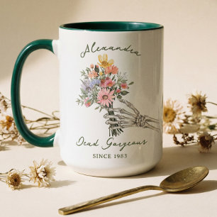 Tote Gorgeous Name Jahr Gothic Skelett Wildblume Tasse