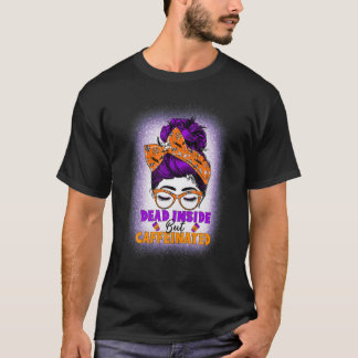 Tote Innen, aber koffeiniert Messy Bun Mama Skull T-Shirt