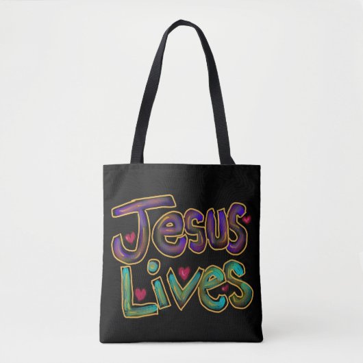 Tote “Jesus Lives” Christian Quote Tasche (Vorderseite)