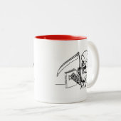 Tote lachende Vater Joke Skeleton Grim Sensenmann Zweifarbige Tasse (VorderseiteRechts)
