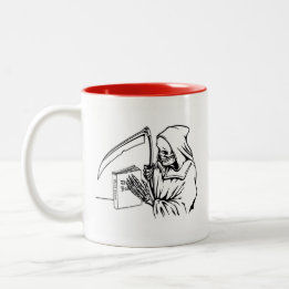 Tote lachende Vater Joke Skeleton Grim Sensenmann Zweifarbige Tasse