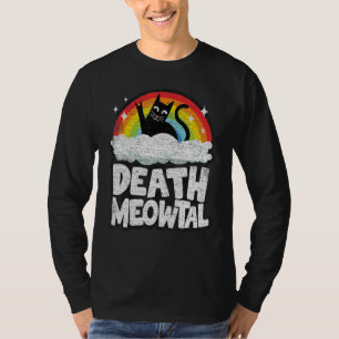 Tote Meowtal Katze Rainbow Retro Kinder sterben T-Shirt