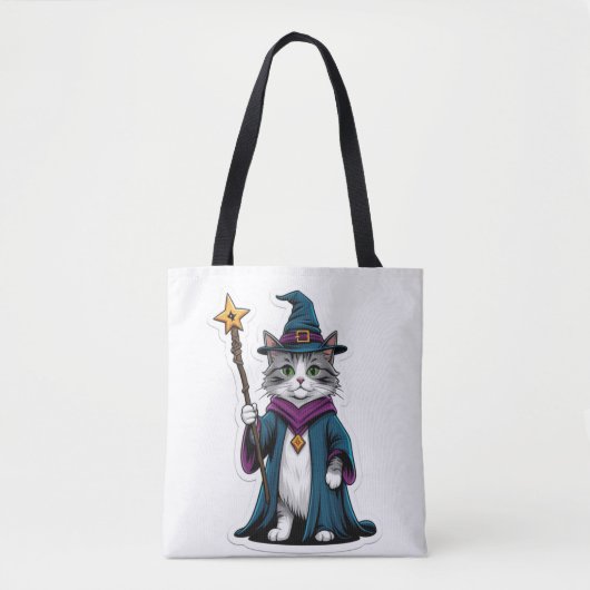 Tote Mini-Zauberkatze mit magischem Stab Tasche (Vorderseite)