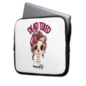 Tote müde Mama Leben Skeleton Messy Bun Bandana Laptopschutzhülle (Vorderseite Links)
