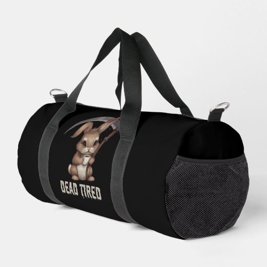 Tote müde Niedliche Bunny Grim Sensenmann Kaffee Duffle Bag (Rechte Ecke)