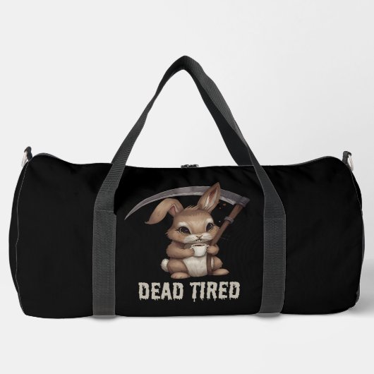Tote müde Niedliche Bunny Grim Sensenmann Kaffee Duffle Bag (Vorderseite)