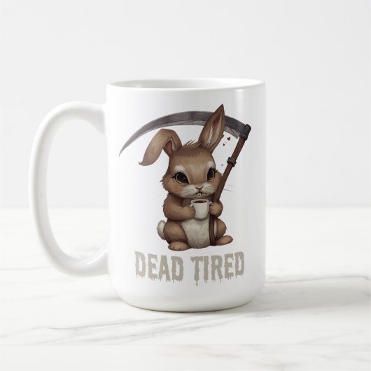 Tote müde Niedliche Bunny Grim Sensenmann Kaffee Kaffeetasse (Links)