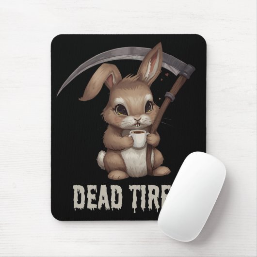Tote müde Niedliche Bunny Grim Sensenmann Kaffee Mousepad (Mit Mouse)