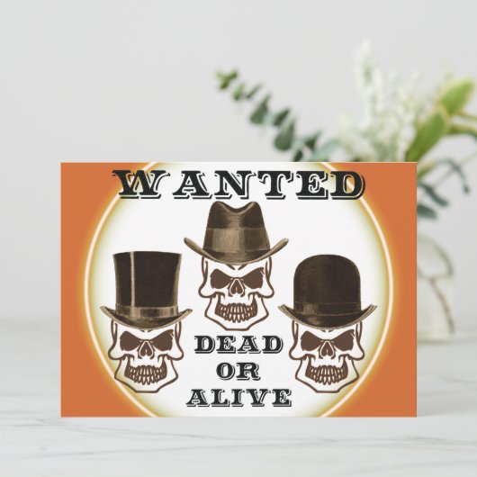 Tote oder lebende Einladung Gewollt Schädel (Stehend Vorderseite)