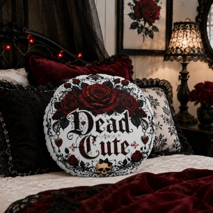 Tote süße rote Rosen Gothic Romance Halloween Rundes Kissen