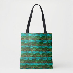 Tote Tag (ao) - Reihen von grünen Wellen Tasche