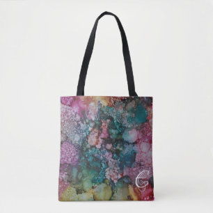 Tote Tasche, "Colorburst Inkblots/Pinks Blues Gold Tasche