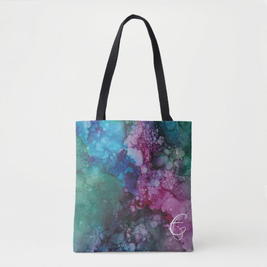 Tote Tasche, "Colorburst Inkblots/Pinks Blues Grün Tasche (Vorderseite)